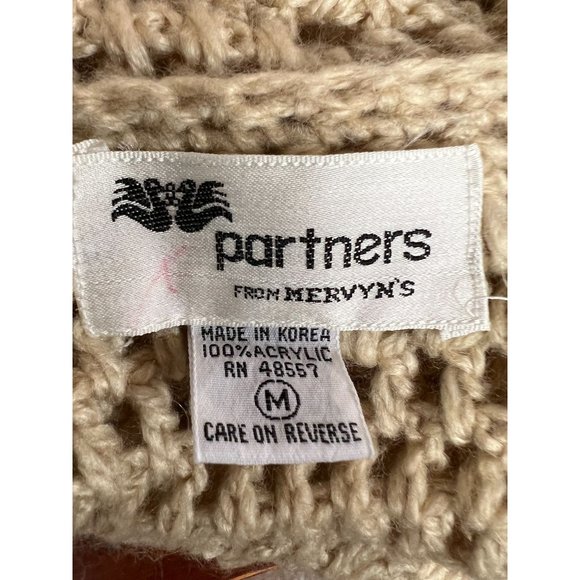 Partners Crochet Vest Size Medium Beige Acrylic - Picture 9 of 13